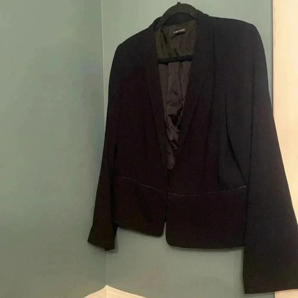 Eileen Fisher women’s blazer - medium - leather trim - black -hook closure - Picture 1 of 8